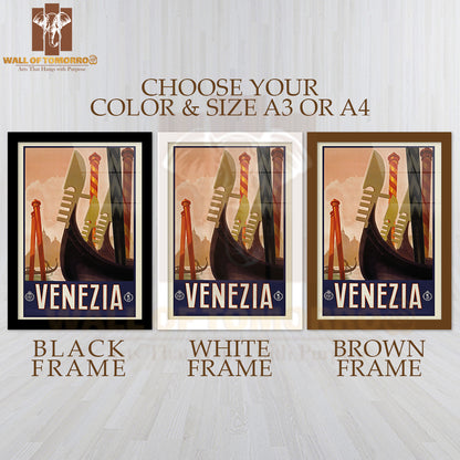 Canals And Architecture of Venice, Italy, Inviting Exploration and Adventure High Quality Glass Frame Wall Décors in Sri Lanka