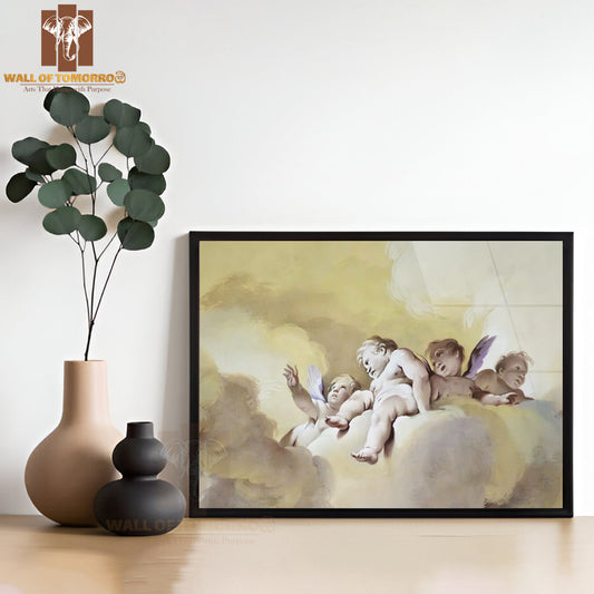 A Great Fresco of Some Angels High Quality Glass Frame Wall Décor