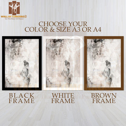 Watercolor Women Lines High Quality Glass Frame Wall Décor
