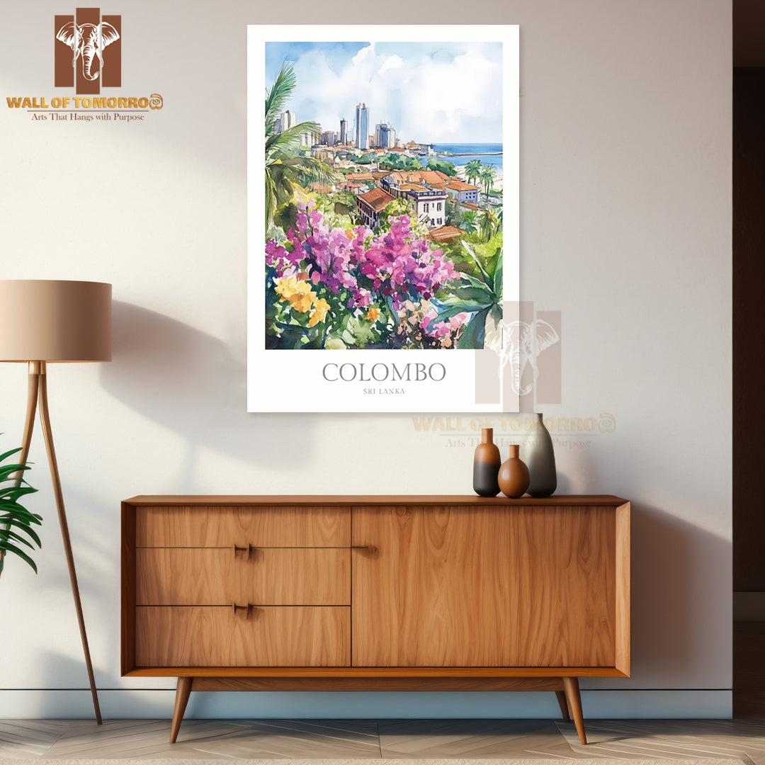Colombo Sri Lanka Watercolor Travel High Quality Unframed Poster Print & Waterproof Poster Print Wall Décor