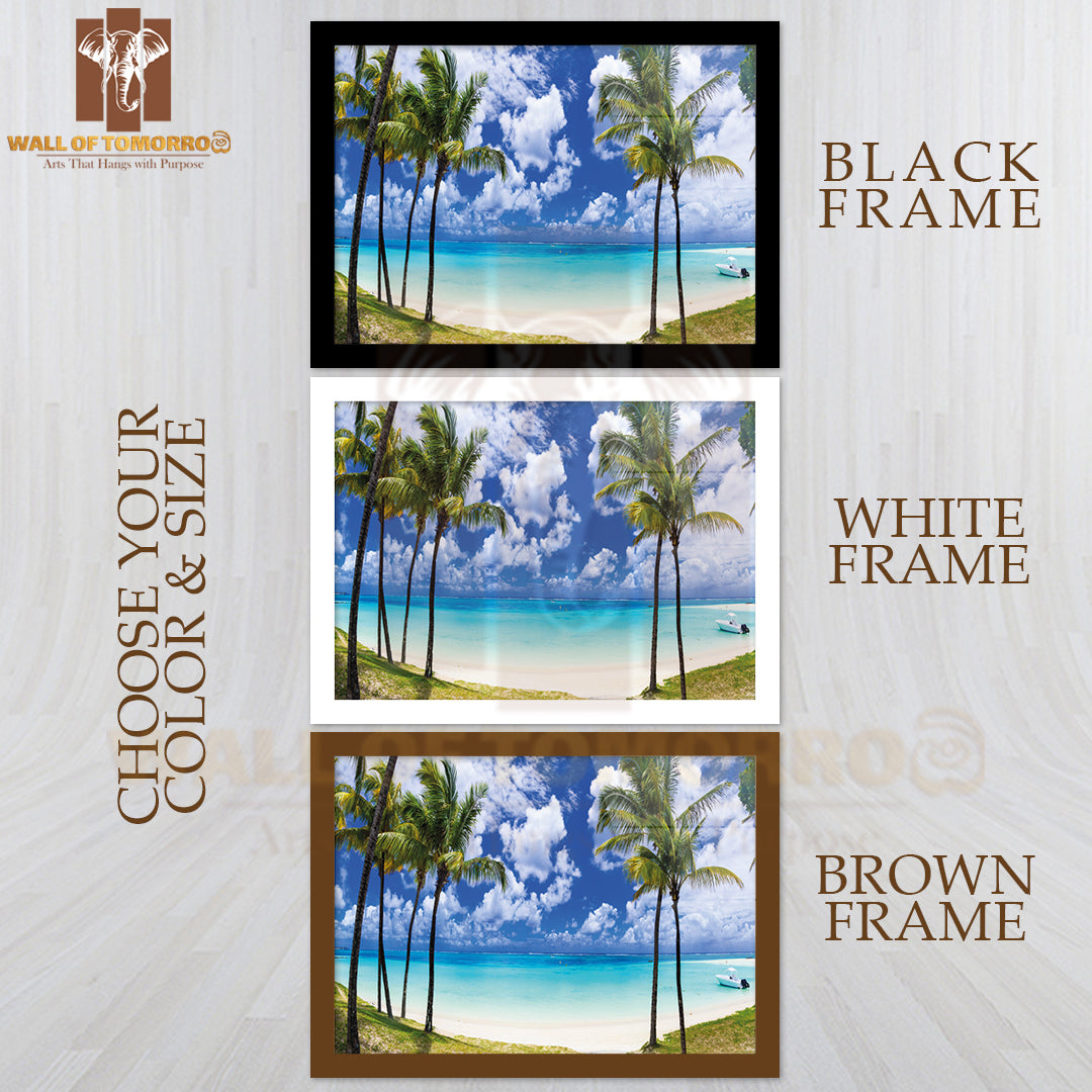 Idyllic Tropical Scene with Palms-Trees and Turquoise Sea High Quality Unframed Poster Print & Waterproof Poster Print Wall Décor