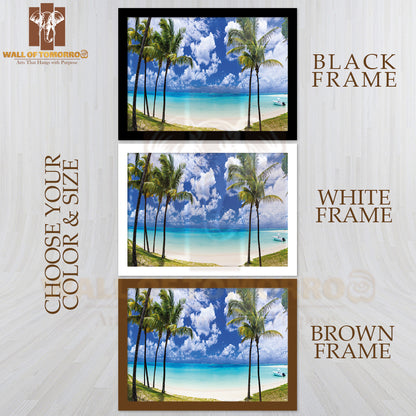 Idyllic Tropical Scene with Palms-Trees and Turquoise Sea High Quality Unframed Poster Print & Waterproof Poster Print Wall Décor