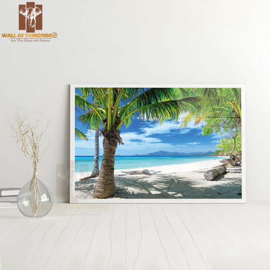 Green Tree on a White Sand Beach Malcapuya Island, Coron, Philippines High Quality Unframed Poster Print & Waterproof Poster Print Wall Décor