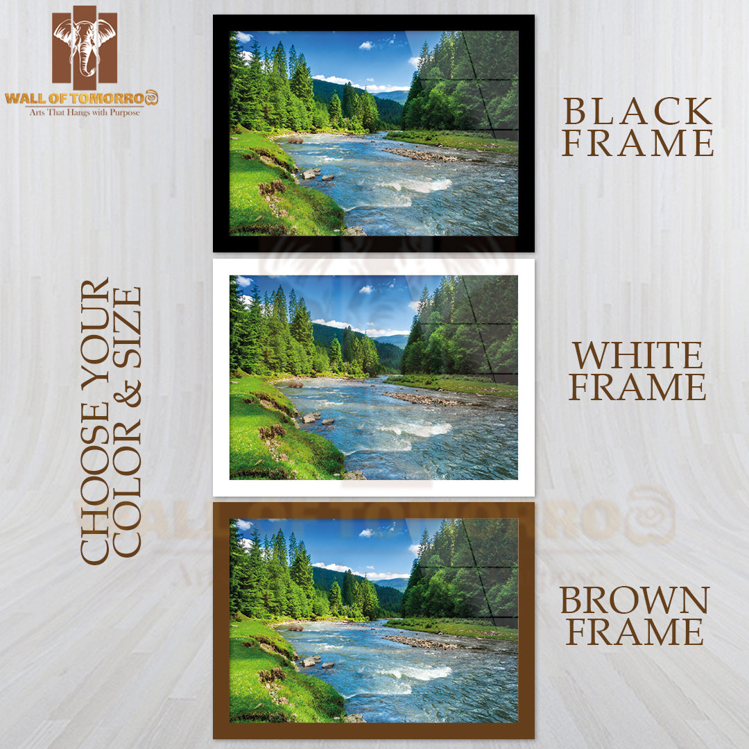 Mountains, Forest and A River, Beautiful Scenery in Summer High Quality Unframed Poster Print & Waterproof Poster Print Wall Décor