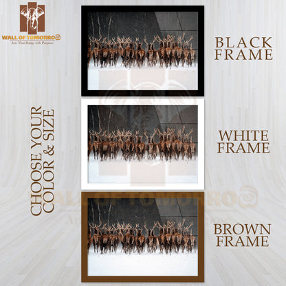 Red Deer Herd (Cervus Elaphus) In the Scottish Winter Snow High Quality Unframed Poster Print & Waterproof Poster Print Wall Décor