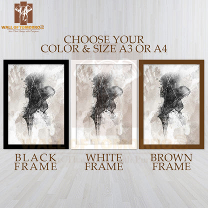 Watercolor Lines Abstract High Quality Glass Frame Wall Décor