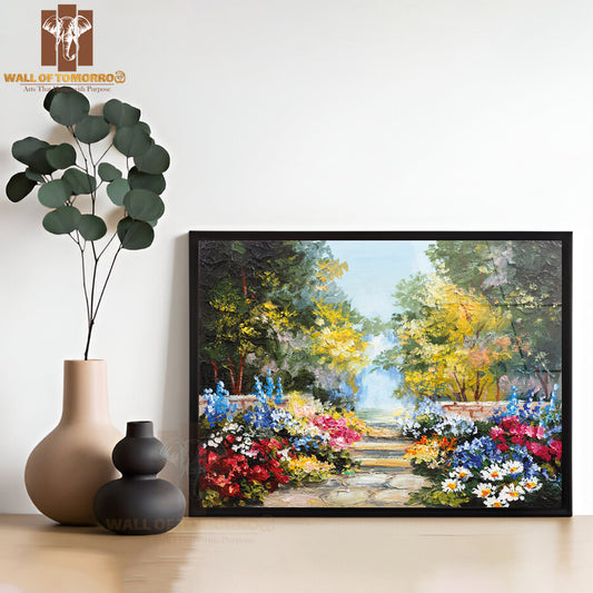 Oil Painting Colorful Summer Forest, Beautiful Flowers High Quality Unframed Poster Print & Waterproof Poster Print Wall Décor