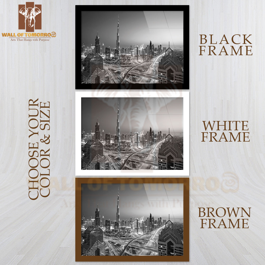 Dubai Skyline B&W High Quality Unframed Poster Print & Waterproof Poster Print Wall Décor