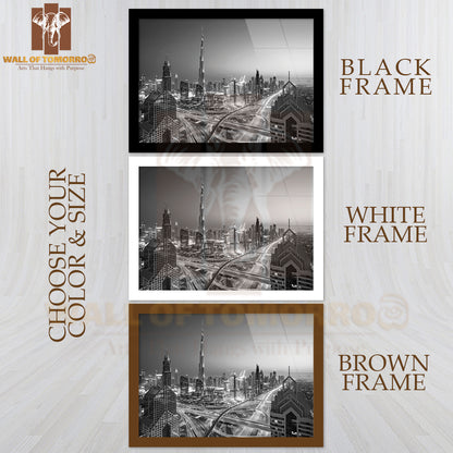 Dubai Skyline B&W High Quality Unframed Poster Print & Waterproof Poster Print Wall Décor