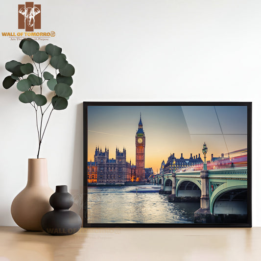 Big Ben and Westminster Bridge at Dusk High Quality Unframed Poster Print & Waterproof Poster Print Wall Décor