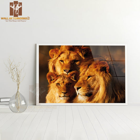 Three Lions Close Together in a Forest High Quality Unframed Poster Print & Waterproof Poster Print Wall Décor