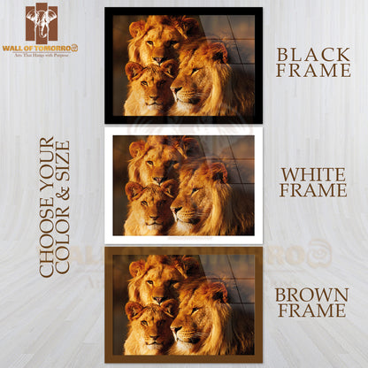 Three Lions Close Together in a Forest High Quality Unframed Poster Print & Waterproof Poster Print Wall Décor