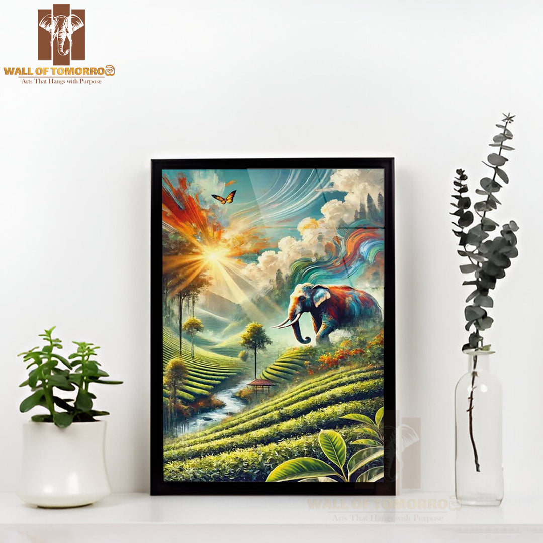 Elephant Sri Lanka Travel High Quality Glass Frame Wall Décor