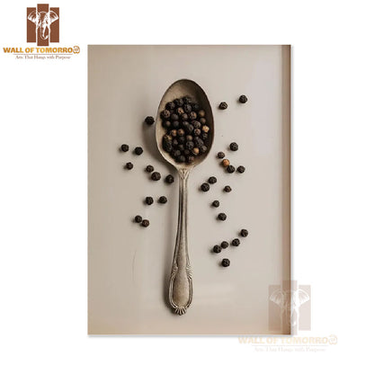 Pepper Seeds in Spoon Kitchen & Restaurant High Quality Unframed Poster Print & Waterproof Poster Print Wall Décor in Sri Lanka