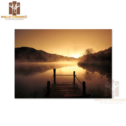Morning Fog Over Scenery Lake at Urban Village High Quality Unframed Poster Print & Waterproof Poster Print Wall Décor