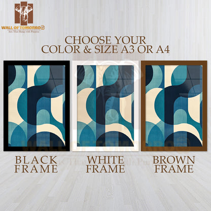 Blue Abstraction Elegance Art High Quality Glass Frame Wall Décor