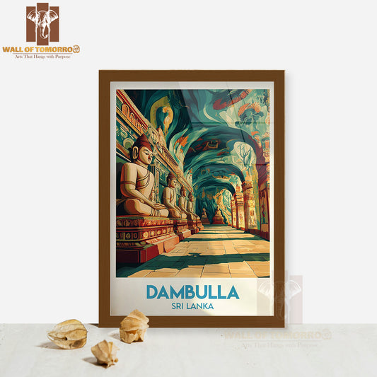 Dambulla Cave Temple Sri Lanka Travel High Quality Glass Frame Wall Décor