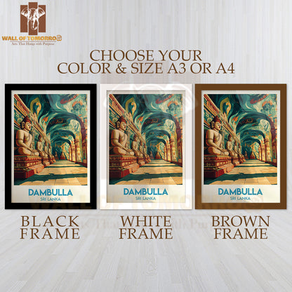 Dambulla Cave Temple Sri Lanka Travel High Quality Glass Frame Wall Décor