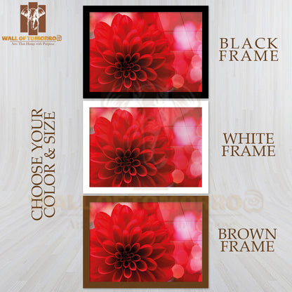 Closeup On Red Dahlia Flower High Quality Unframed Poster Print & Waterproof Poster Print Wall Décor