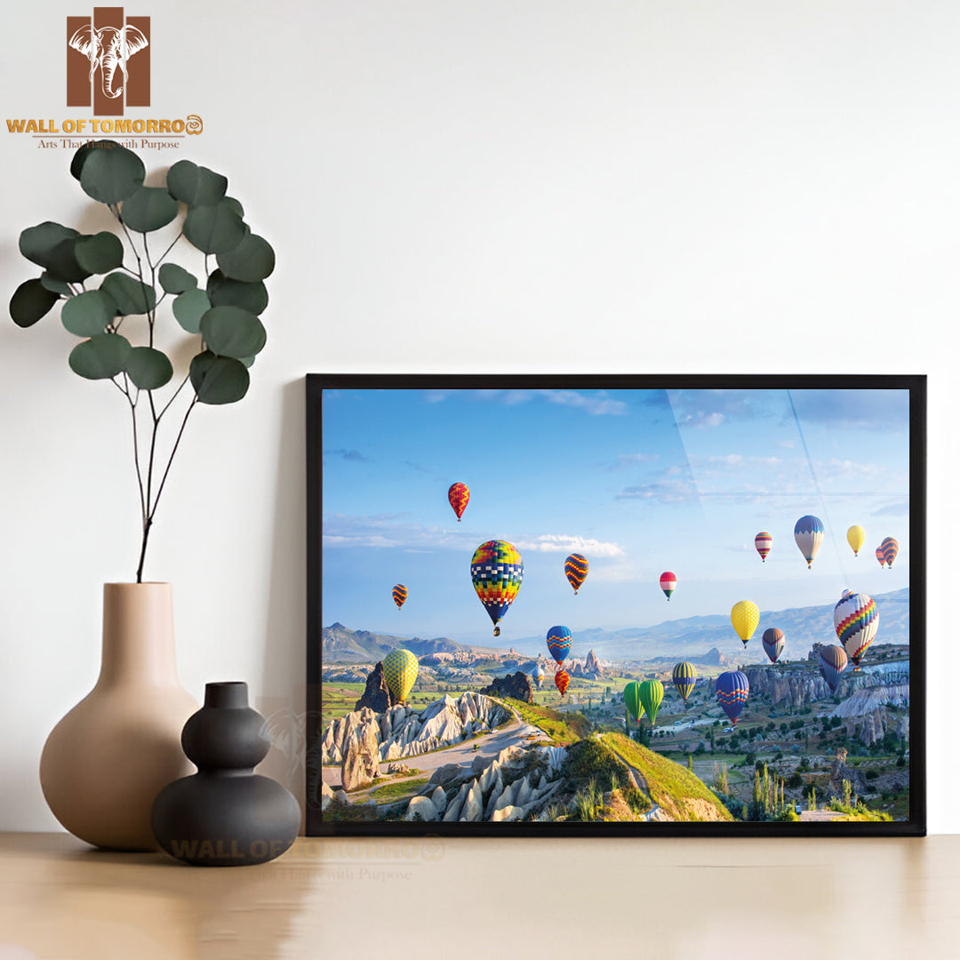 Air Balloons View from the Mountains High Quality Unframed Poster Print & Waterproof Poster Print Wall Décor