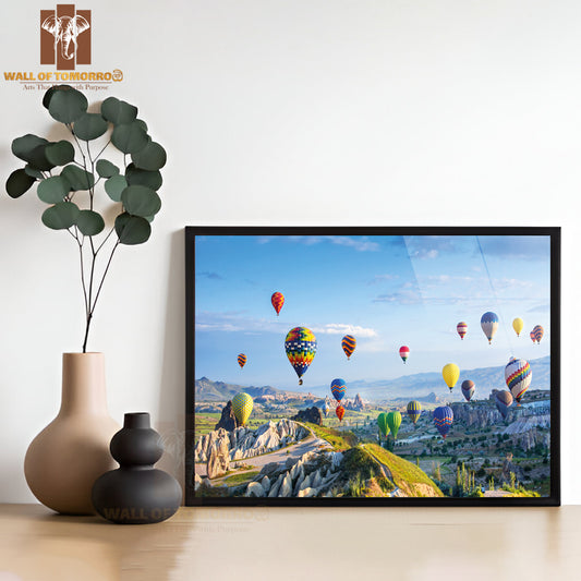 Air Balloons View from the Mountains High Quality Unframed Poster Print & Waterproof Poster Print Wall Décor