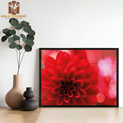 Closeup On Red Dahlia Flower High Quality Unframed Poster Print & Waterproof Poster Print Wall Décor