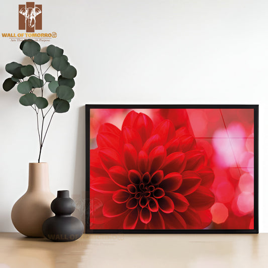 Closeup On Red Dahlia Flower High Quality Unframed Poster Print & Waterproof Poster Print Wall Décor