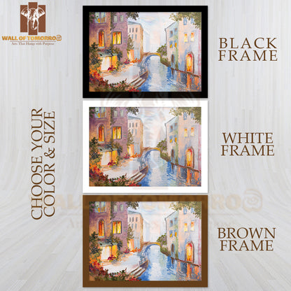 Oil Painting of Canal in Venice, Italy, Modern Impressionism High Quality Unframed Poster Print & Waterproof Poster Print Wall Décor