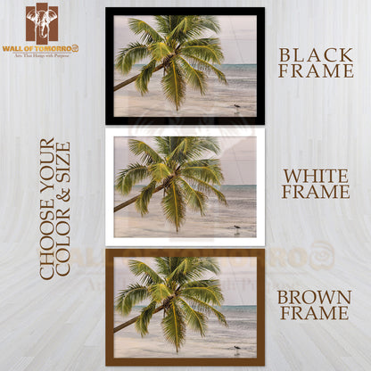 Tropical Beach Scene with Palm Tree High Quality Unframed Poster Print & Waterproof Poster Print Wall Décor