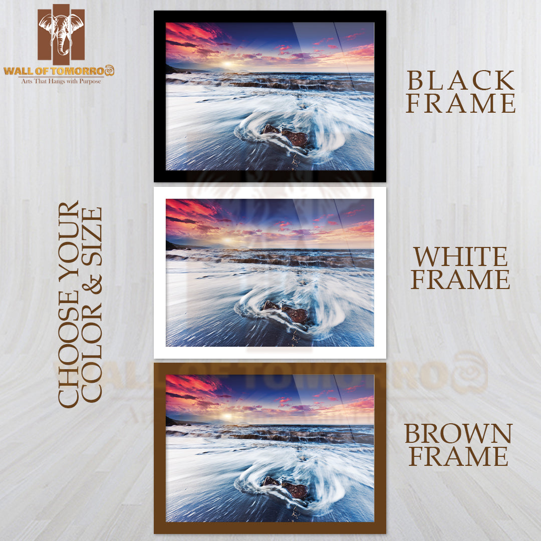 Fantastic Sunset Over the Stormy Sea, Dramatic Overcast Sky High Quality Unframed Poster Print & Waterproof Poster Print Wall Décor