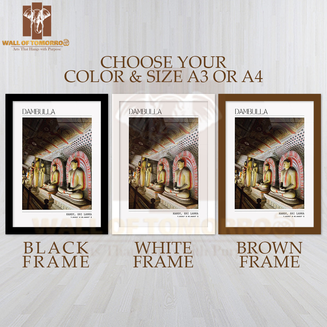 Dambulla Cave Temple Sri Lanka Buddhist Travel High Quality Glass Frame Wall Décor