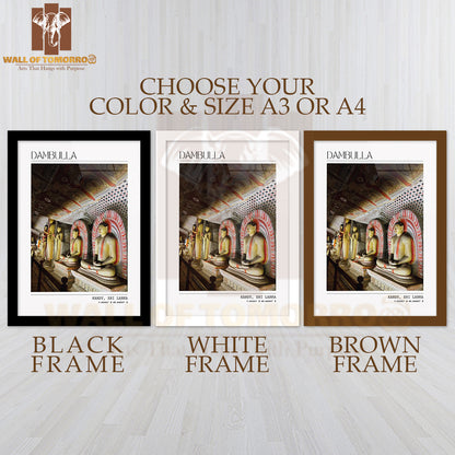 Dambulla Cave Temple Sri Lanka Buddhist Travel High Quality Glass Frame Wall Décor