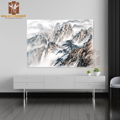 Mountains Scenery with Mist High Quality Unframed Poster Print & Waterproof Poster Print Wall Décor