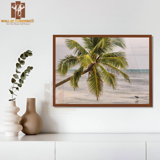 Tropical Beach Scene with Palm Tree High Quality Unframed Poster Print & Waterproof Poster Print Wall Décor