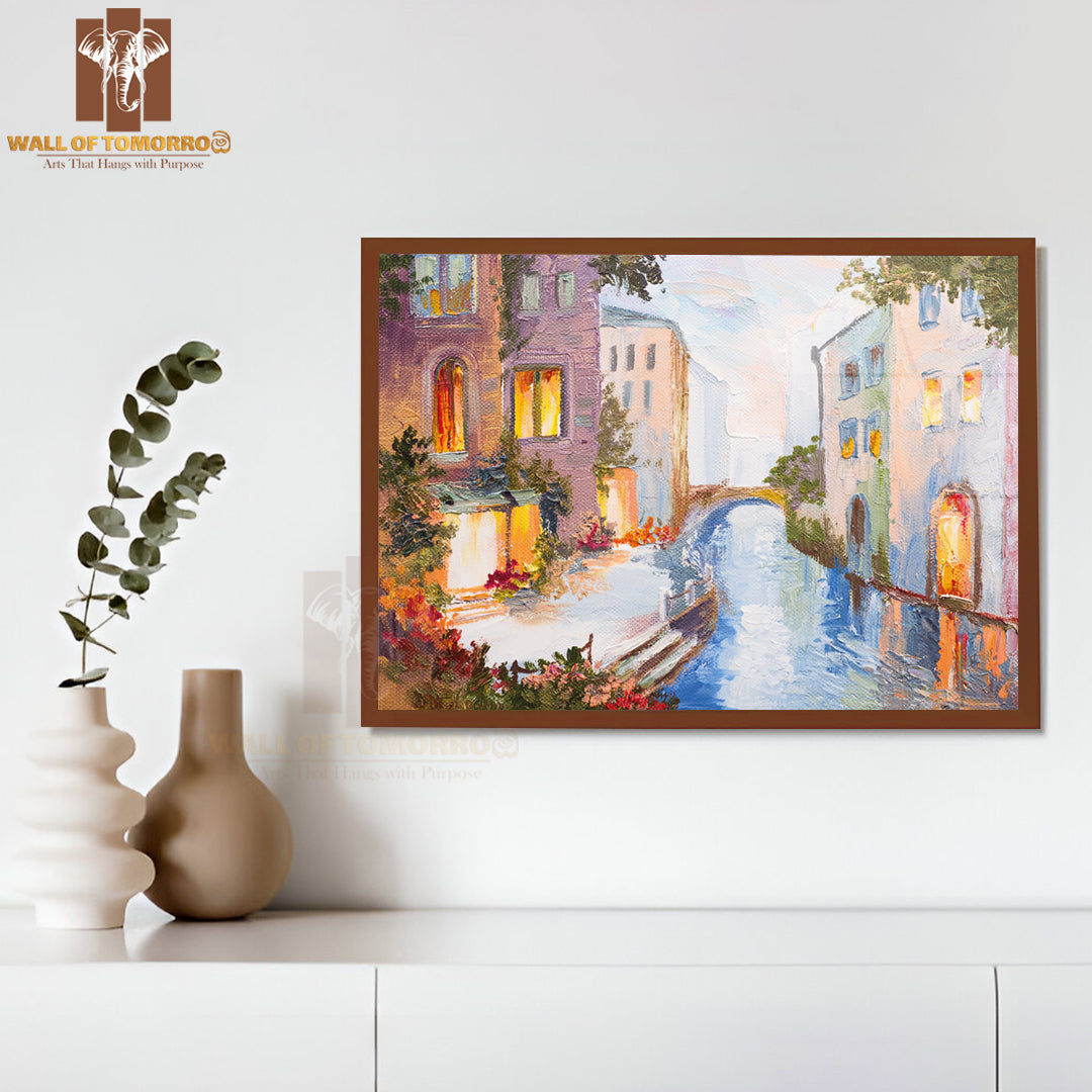 Oil Painting of Canal in Venice, Italy, Modern Impressionism High Quality Unframed Poster Print & Waterproof Poster Print Wall Décor