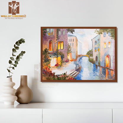 Oil Painting of Canal in Venice, Italy, Modern Impressionism High Quality Unframed Poster Print & Waterproof Poster Print Wall Décor