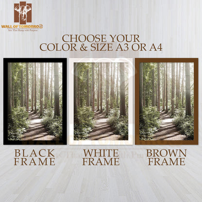 Green Forest with Walking Path High Quality Glass Frame Wall Décor