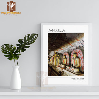 Dambulla Cave Temple Sri Lanka Buddhist Travel High Quality Glass Frame Wall Décor