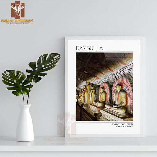 Dambulla Cave Temple Sri Lanka Buddhist Travel High Quality Glass Frame Wall Décor