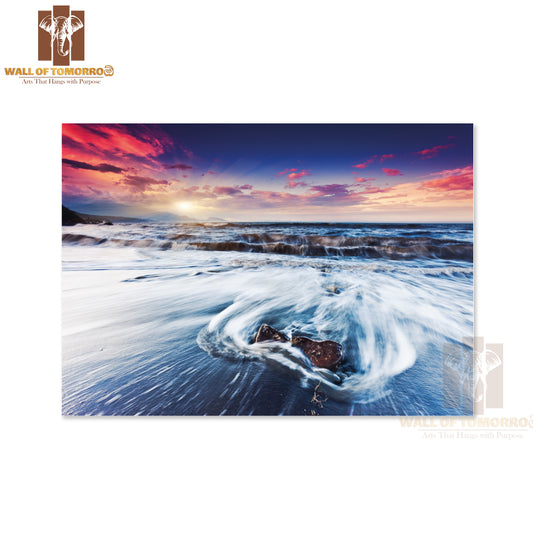 Fantastic Sunset Over the Stormy Sea, Dramatic Overcast Sky High Quality Unframed Poster Print & Waterproof Poster Print Wall Décor