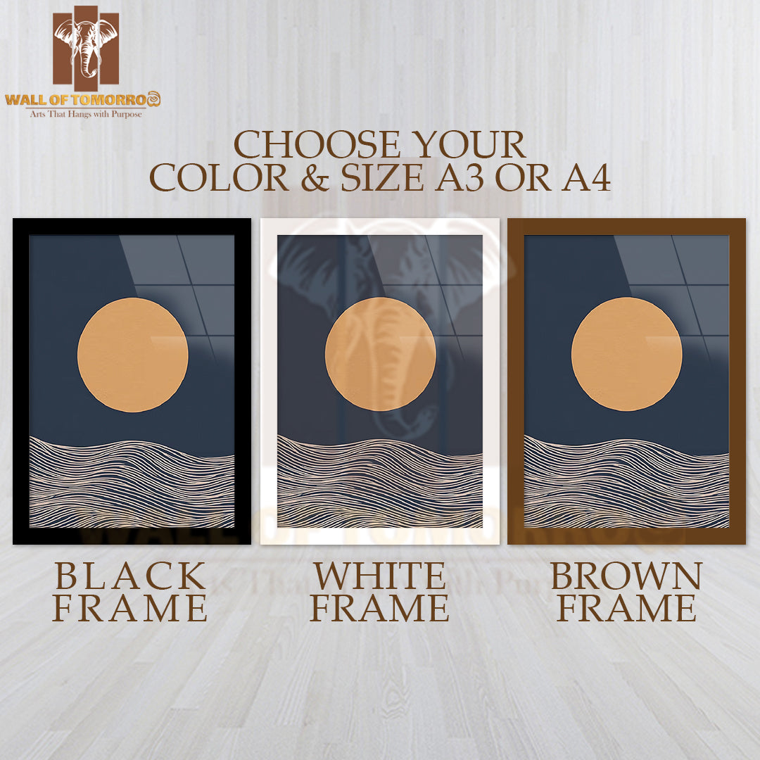 Lunar Waves Elegance Art High Quality Glass Frame Wall Décor