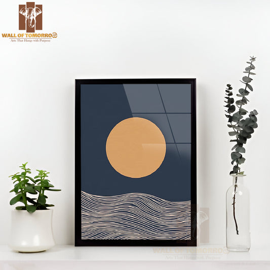 Lunar Waves Elegance Art High Quality Glass Frame Wall Décor