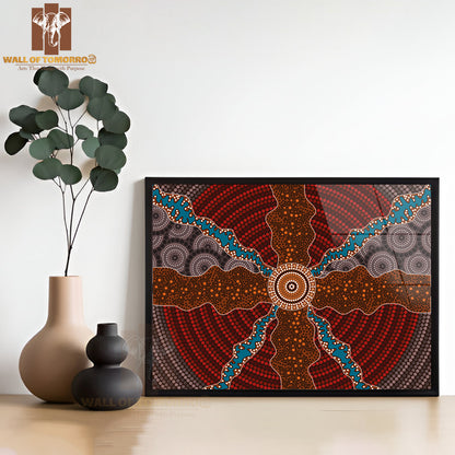 Aboriginal Style of Dot Painting Depicting Impacts High Quality Unframed Poster Print & Waterproof Poster Print Wall Décor