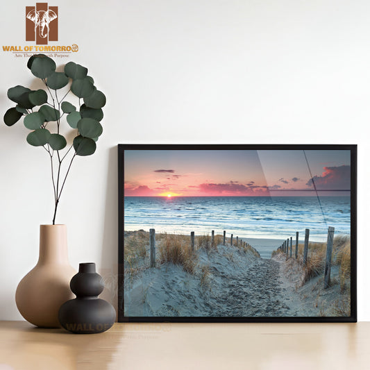 Sand Path to North Sea Beach Before Sunset, Holland High Quality Unframed Poster Print & Waterproof Poster Print Wall Décor
