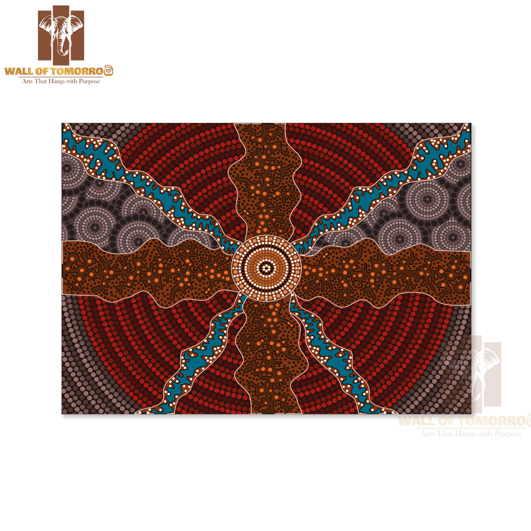 Aboriginal Style of Dot Painting Depicting Impacts High Quality Unframed Poster Print & Waterproof Poster Print Wall Décor