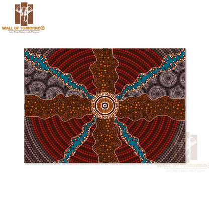 Aboriginal Style of Dot Painting Depicting Impacts High Quality Unframed Poster Print & Waterproof Poster Print Wall Décor