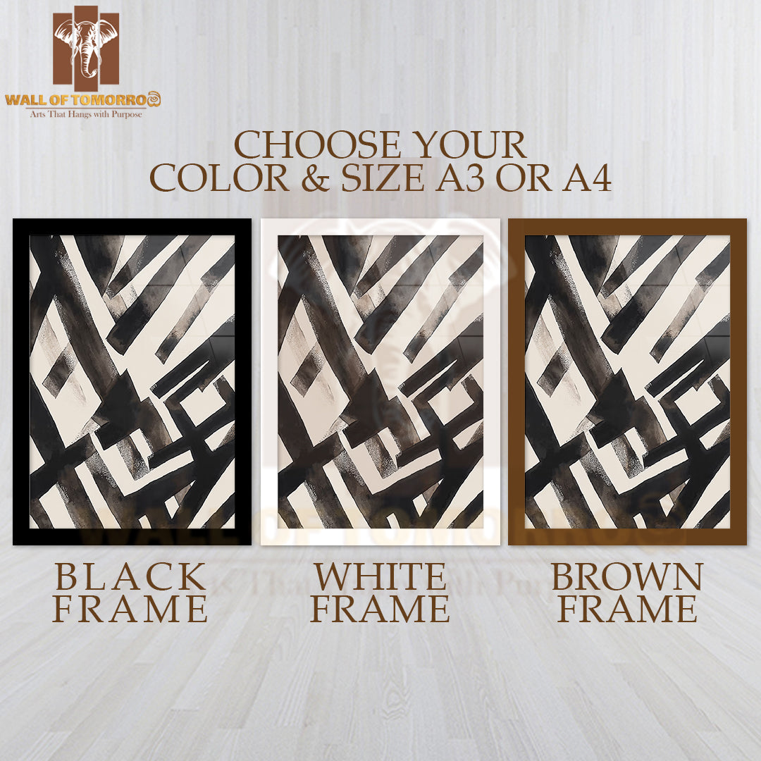 Geometric Pulse Neutral Elegance Art High Quality Glass Frame Wall Décor