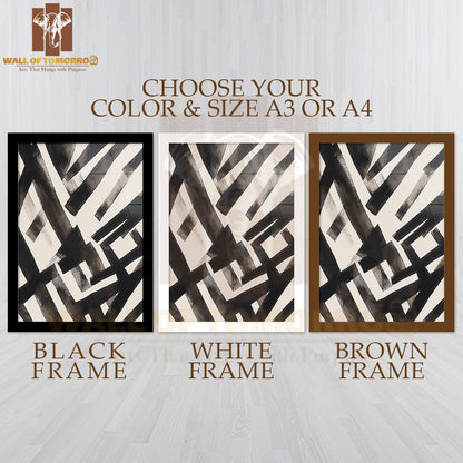 Geometric Pulse Neutral Elegance Art High Quality Glass Frame Wall Décor