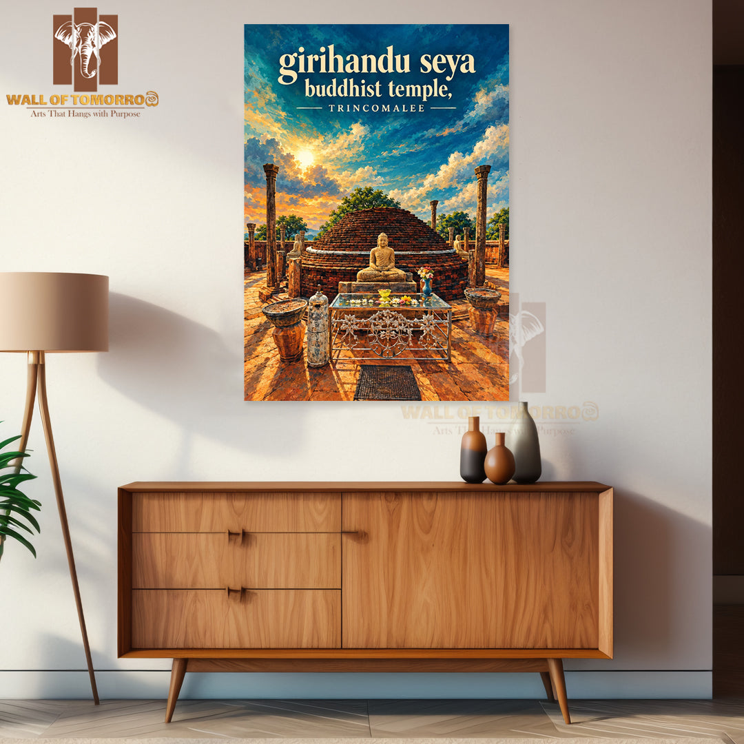 Girihandu Seya Buddhist Temple, Trincomalee Sri Lanka Travel High Quality Unframed Poster Print & Laminated Poster Print Wall Décor