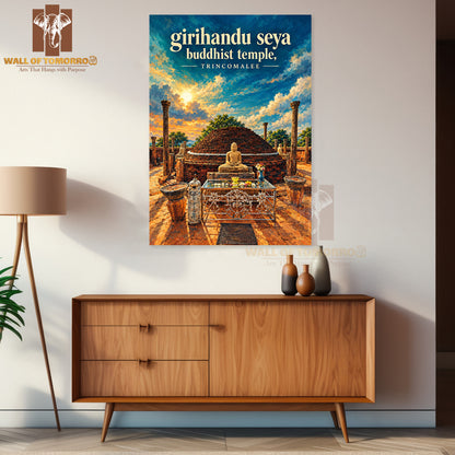 Girihandu Seya Buddhist Temple, Trincomalee Sri Lanka Travel High Quality Unframed Poster Print & Laminated Poster Print Wall Décor